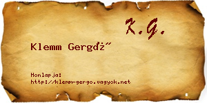 Klemm Gergő névjegykártya